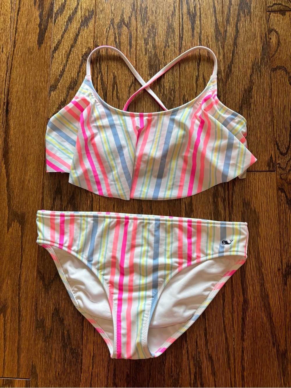 Vineyard Vines Girls' Neon Pink & Pastel Stripe Bikini